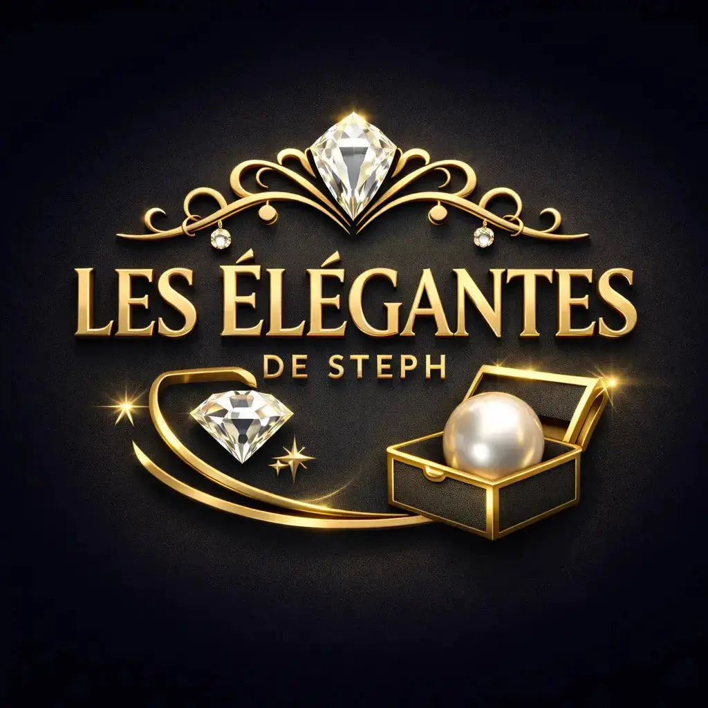 CREATION Logo LES ÉLÉGANTES DE STEPH avec fleurs naturelles et perles, évoquant les tendances décembre 2025.