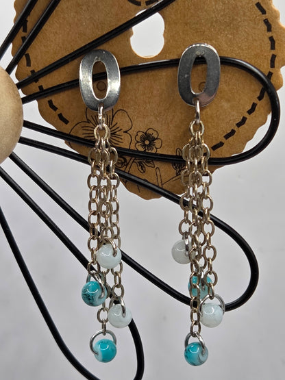 Boucles d'oreilles argentées Fait Main avec perles de verre