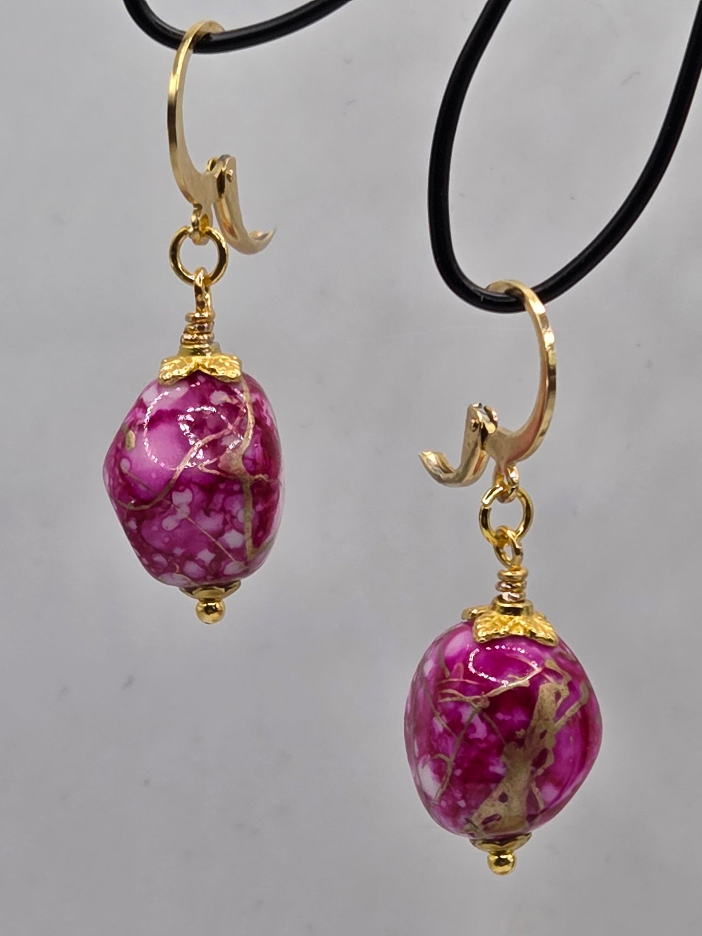 Boucles d'oreilles dorées Fait Main avec perles de verre