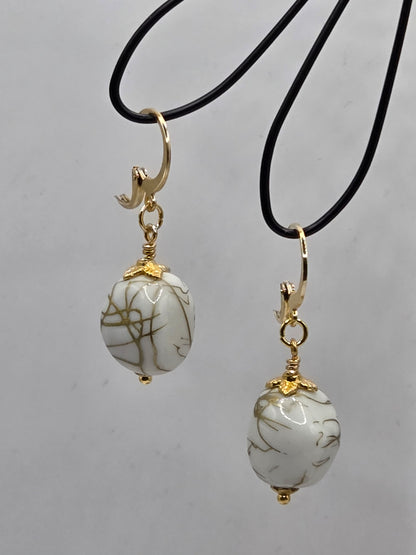 Boucles d'oreilles dorées Fait Main avec perles de verre