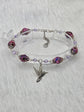 🌸 Argentée marbré → Bracelet artisanal argenté marbré rose et violet, bijou fait main cadeau femme