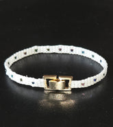 Bracelet en perle de rocaille blanc et gris anthracite