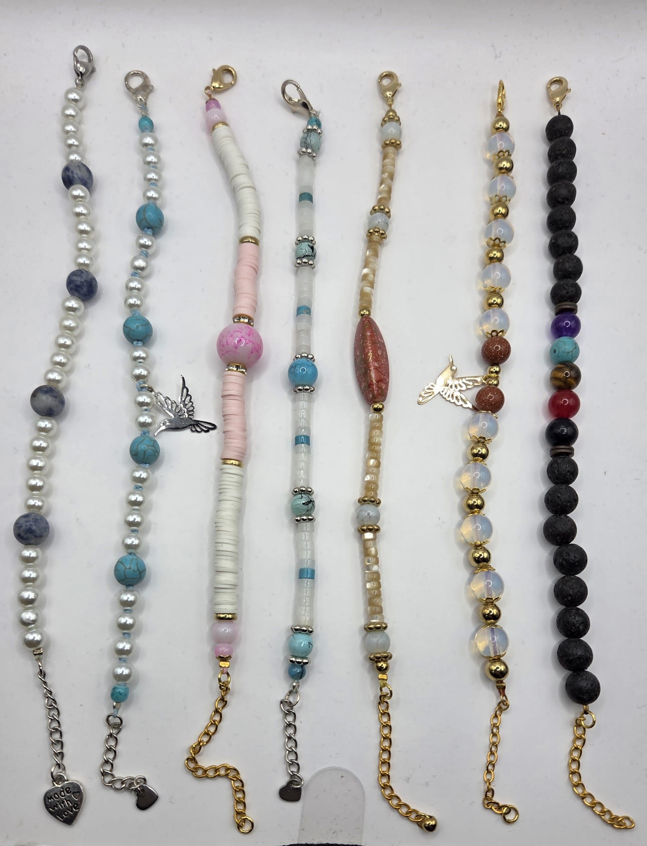  Bracelet artisanal perles de verre et nacre, bijou fait main cadeau femme