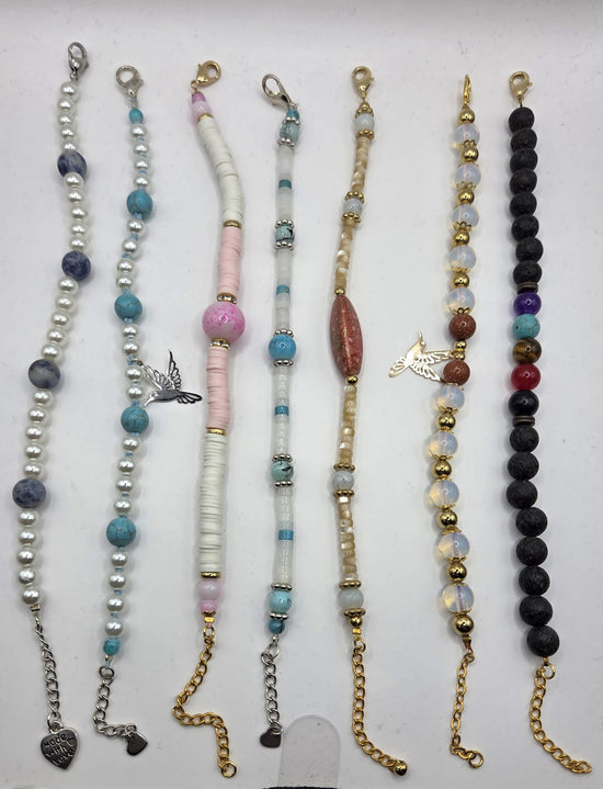  Bracelet artisanal perles de verre et nacre, bijou fait main cadeau femme