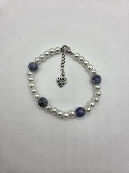  Bracelet artisanal perles de pierre naturelle et nacre, bijou fait main cadeau femme