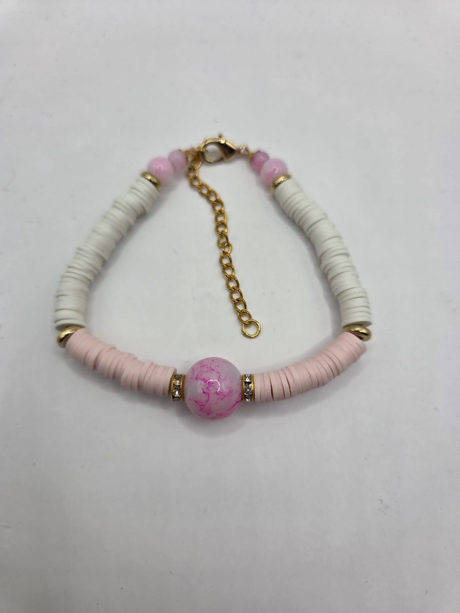  Bracelet artisanal perles de verre et argiles polymères, bijou fait main cadeau femme
