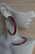 Boucles d’oreilles créoles rouge lie de vin nacrée, bijou fait main cadeau femme