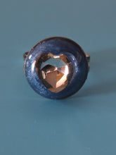 Bague ajustable avec son coeur en strass - fait main - Les Élégantes de Steph