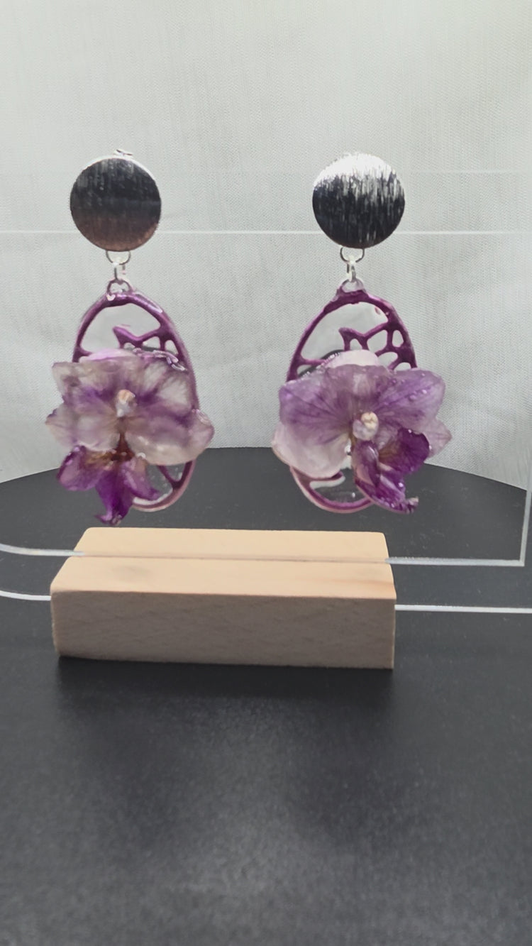 Boucles d'oreilles Orchidées véritable Fait main les Elégantes de Steph