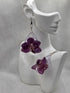 Boucles d’oreilles orchidées violettes résine artisanale, bijou d’exception fait main France