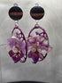 Boucles d’oreilles orchidées violettes résine artisanale, bijou d’exception fait main France