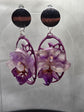Boucles d’oreilles orchidées violettes résine artisanale, bijou d’exception fait main France