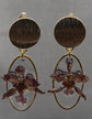Boucles d’oreilles orchidée prune et doré résine, bijou fait main cadeau femme