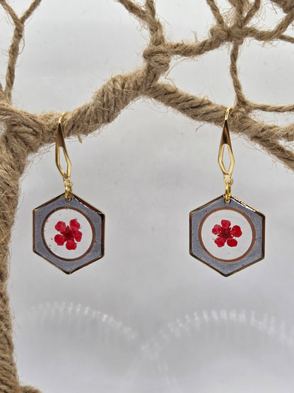 Boucles d'oreilles fleurs et résine