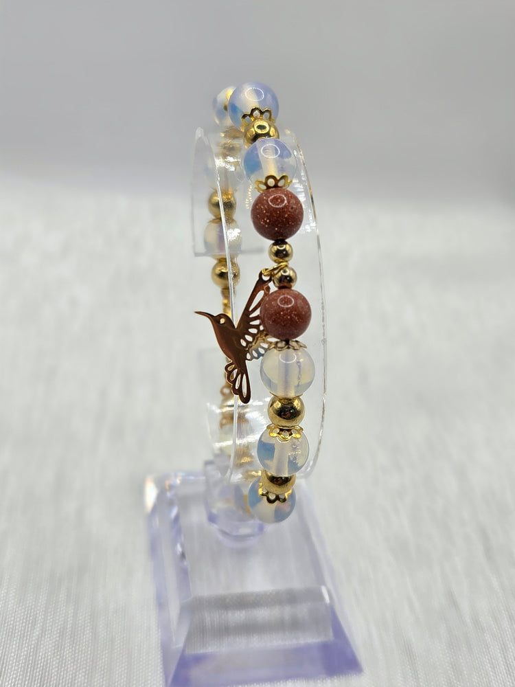 🤎 Pierres translucides → Bracelet artisanal pierres translucides et marron, bijou fait main cadeau femme