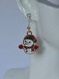 Boucles d’oreilles Noël Bonhomme de neige dorées, bijou festif assemblage main