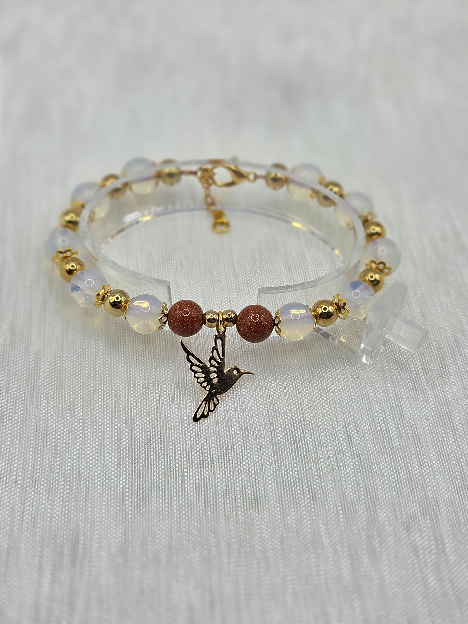 🤎 Pierres translucides → Bracelet artisanal pierres translucides et marron, bijou fait main cadeau femme