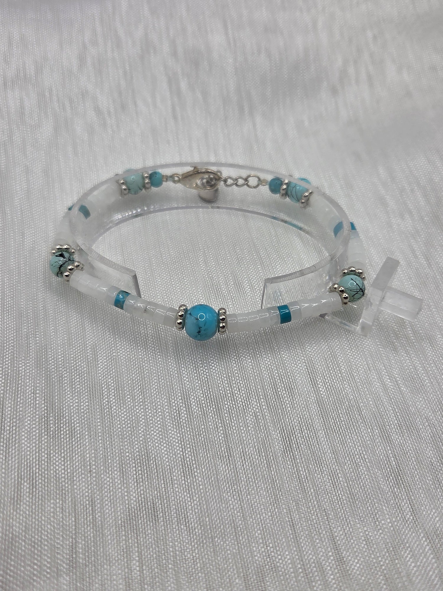 🐚 Coquillages → Bracelet artisanal perles coquillages marbré, bijou fait main cadeau femme