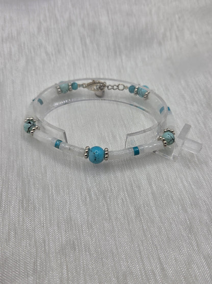 🐚 Coquillages → Bracelet artisanal perles coquillages marbré, bijou fait main cadeau femme