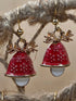 Boucles d’oreilles Noël champignons dorées, bijou festif assemblage main