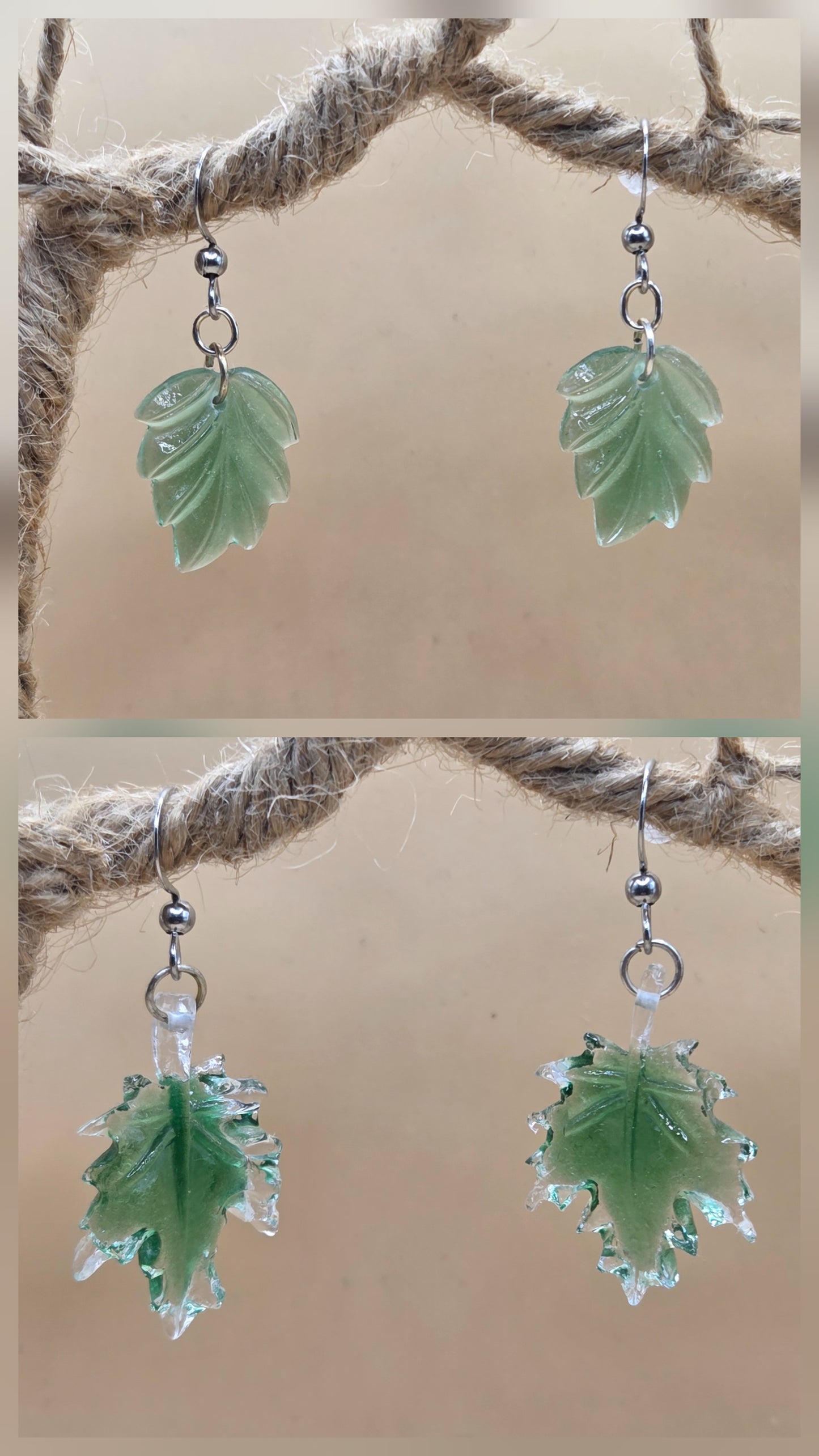 Boucles d'oreilles argentées Fait Main avec résine