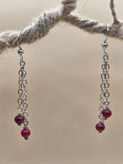 Boucles d'oreilles argentées Fait Main avec perles de verre