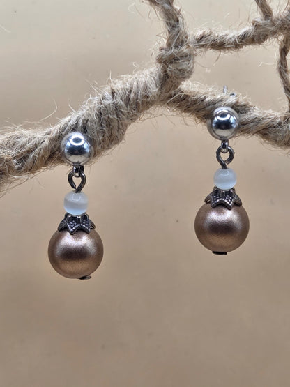 Boucles d'oreilles avec perles fleurs