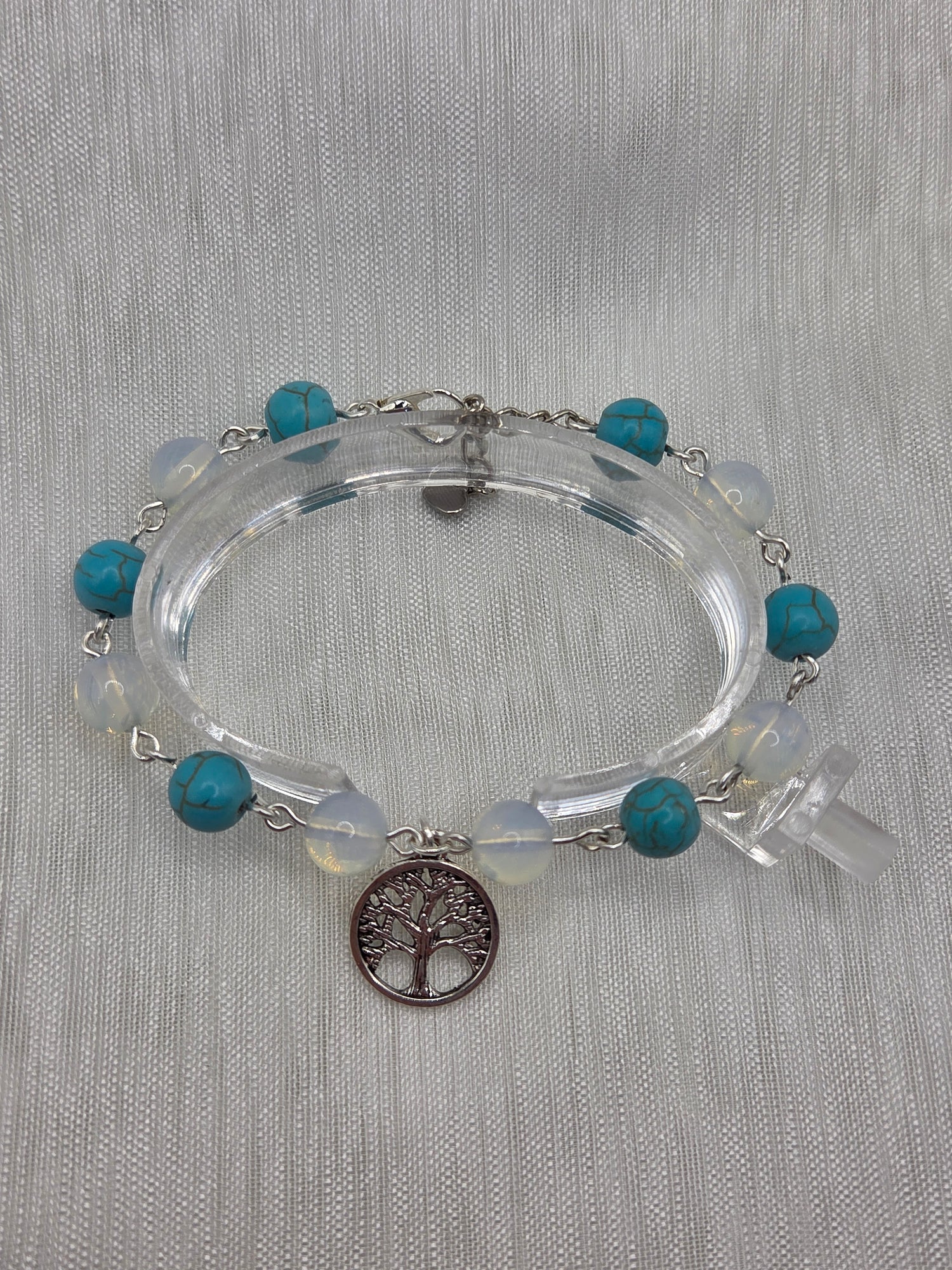 🌳 Arbre de vie → Bracelet artisanal bleu blanc arbre de vie, bijou fait main cadeau femme