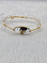 ✨ Doré résine fleur → Bracelet artisanal doré résine et fleur naturelle nacrée, bijou fait main cadeau femme
