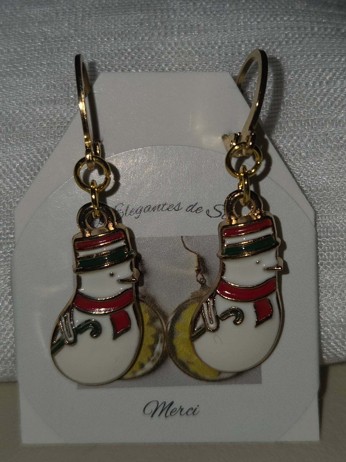 Boucles d’oreilles de Noël en forme de bonhomme de neige