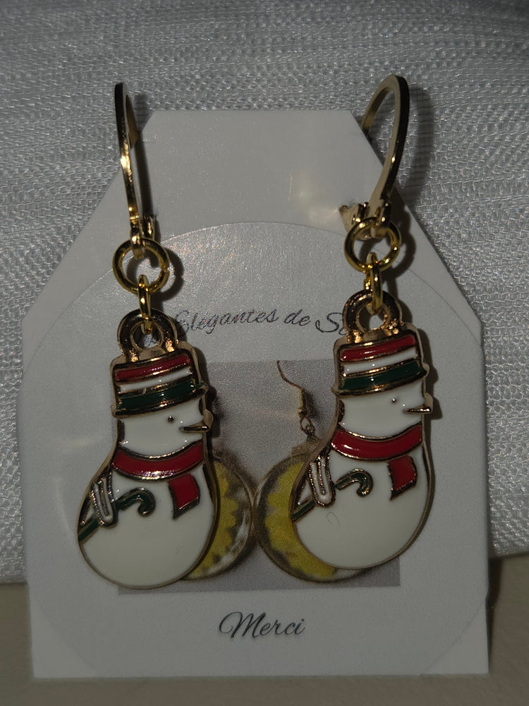 Boucles d’oreilles de Noël en forme de bonhomme de neige