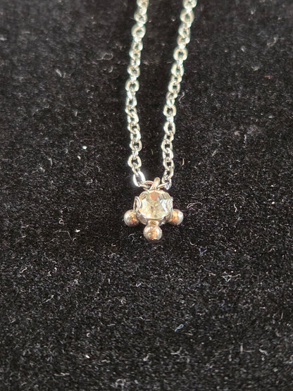 Collier argenté et son pendentif strass "Fait Main"