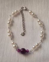 Bracelet perle de verre, nacrées  et pierre naturelle
