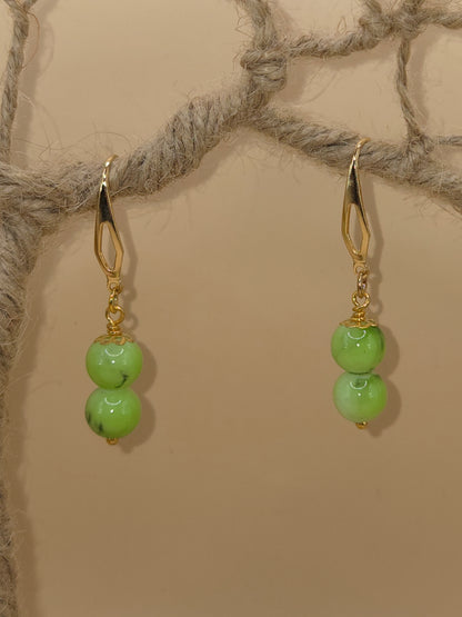 Boucles d'oreilles dorées Fait Main avec perles de verre