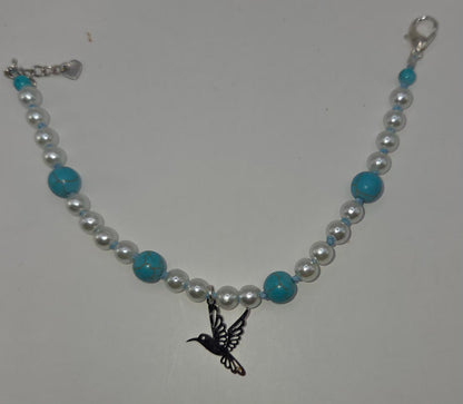 Bracelet Fait main avec perles de verre et perles nacrées