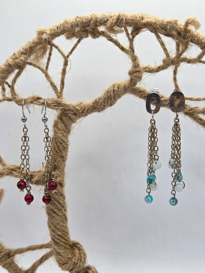 Boucles d'oreilles argentées Fait Main avec perles de verre