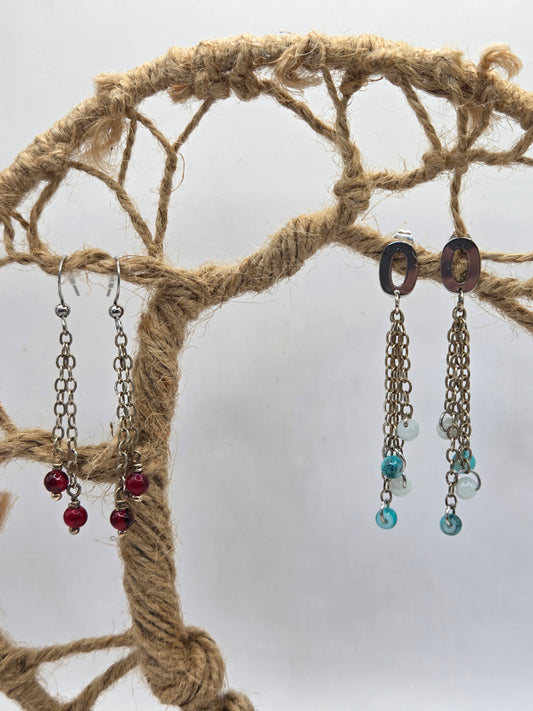 Boucles d'oreilles argentées Fait Main avec perles de verre