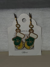 Boucles d’oreilles de Noël en forme de moufles vertes