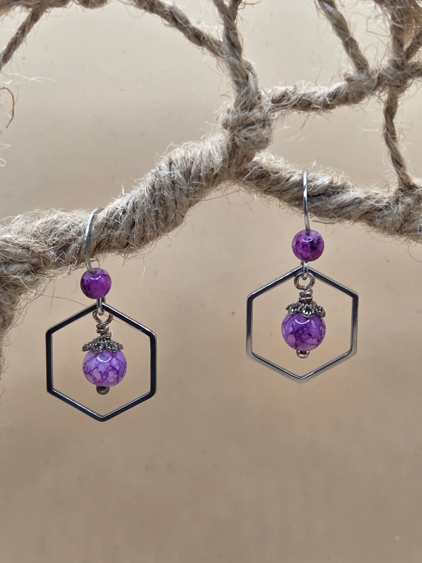 Boucles d'oreilles assemblage Fait Main avec perles de verre