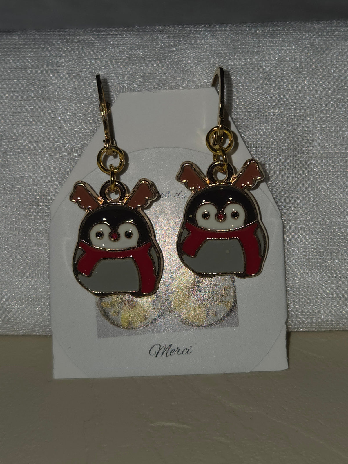 Boucles d’oreilles de Noël en forme de pingouin
